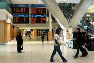 Flight information displays in an airport terminal